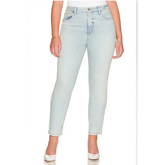 Good American Jeans Womens Size 20 Good Classic Natural Fray Hem High Rise Crop - Picture 1 of 15